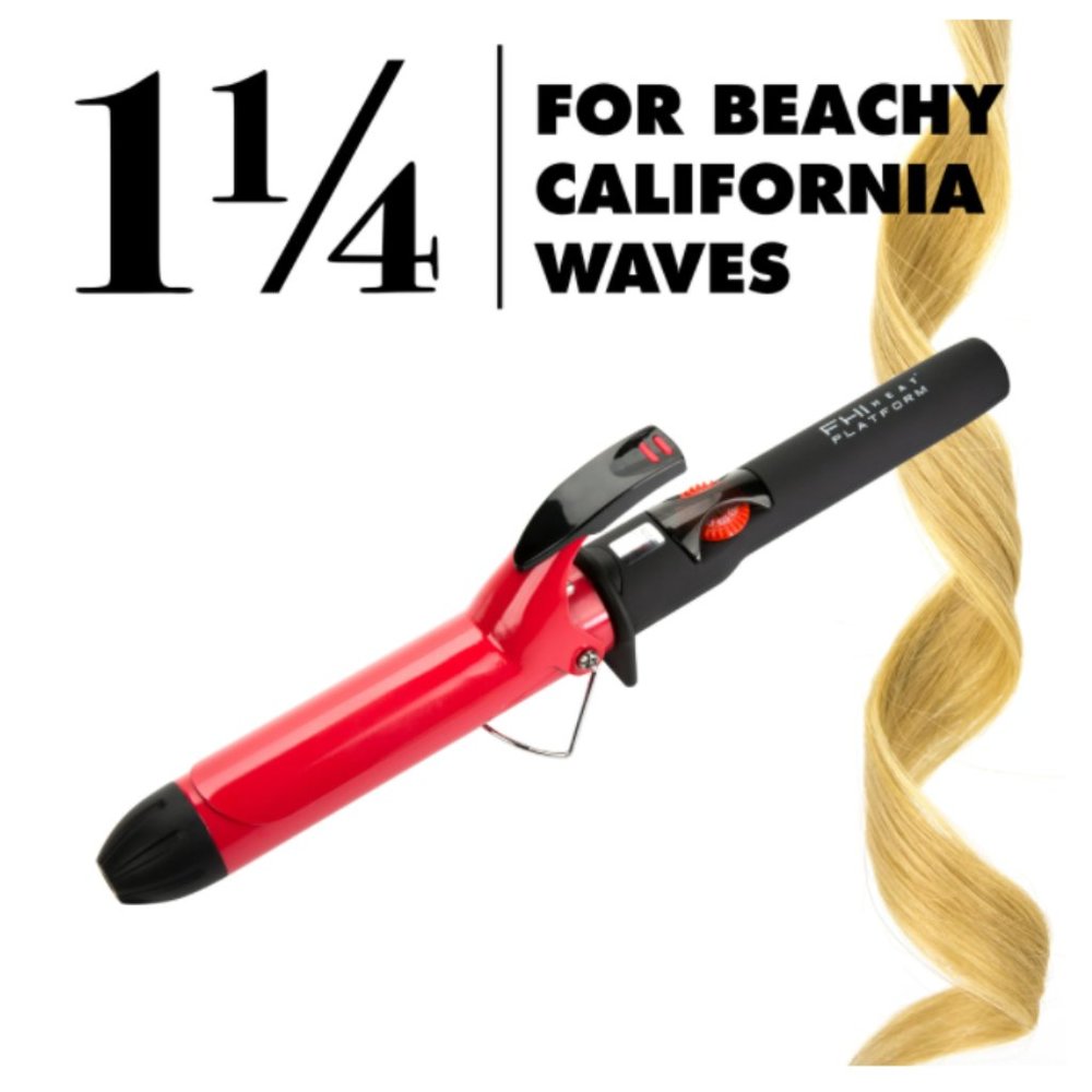 FHI Heat Platform 1 1/4" Professional Ceramic Curling Iron Red & Black NIB